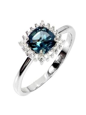 Beautiful 1.30CT Natural London Blue Topaz w/ Halo 925 Sterling Silver Ring Sz 7
